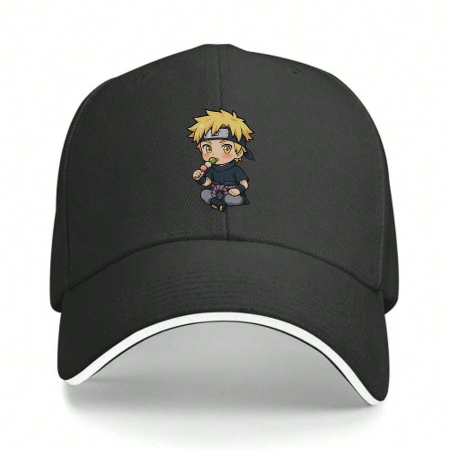 Baseball Cap Blushing In Sasuke Outfit Eating Dango – Chibi Kawaii Anime Art Hat Golf Adjustable For Men Trucker Hat - 黑色 - 查看 1