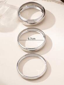 3 件套奢华优雅女士圆形手镯套装，适合晚会/约会 - 銀色 - 查看 7