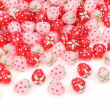 10/15 hạt dâu tây lỗ thẳng Acrylic nhiều màu, đồ trang sức tự làm, vòng cổ, vòng tay, hạt trang trí hình trái cây làm quà tặng ngày lễ - Hạt dâu tây - Xem 11