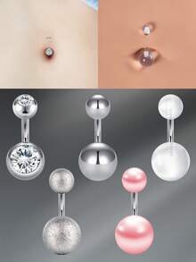 CIZME 4PCS 14G 6-14mm Belly Rings Stainless Steel Belly Button Rings Navel Rings CZ Curved Barbell Body Piercing For Women