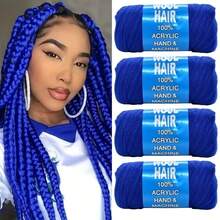 4 Pcs Brazilian Wool Hair Low Temprature Flame Retardant Synthetic Fiber For Wig Materials Braids For Women, Senegalese Twist, African Weaving, Box Weaving, High-Temperature Fiber, Easy To Install, Soft Texture, Crochet Hair Extension Thread