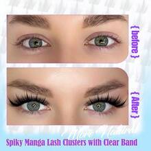 Lash Clusters, Anime Lash Clusters,  Spikes Wispy Eyelash Clusters, Anime Spikes Lash Extensions, Manga Natural Cluster Eyelash Extensions, Natural Eyelash Clusters, Manga Lashes Clusters, Spiky Lash Extension, Wispy Lashes Extensions, 8-16mm Ultra-Thin Band DIY Salon-Like Doll Eyelash Extension At Home - Black - View 5