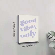 1Pc Framed Wall Art Good Vibes Only Retro Purple Canvas Poster Paintings Ideal Gift For Living Room Bedroom Corridor Wall Decor Room Decoration Ready To Hang - Multicolor - View 7