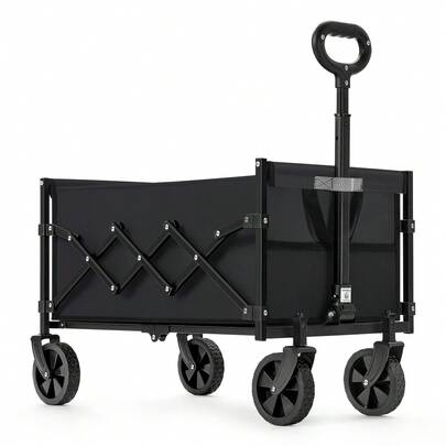 SONGMICS Carro de Mano Plegable, Carrito de Jardín, con Asa, Carga de 180 kg, 90 L, Negro Tinta MGFW909B01