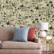 1 Rolle gelbes Vintage-Zeitungspapier selbstklebende PVC-Tapete, abnehmbare Vinyl-Aufkleber mit Abzieh-Klebe-Wandkunst, Heimdekoration für Wohnzimmer, Schlafzimmer, Büro, Schlafzimmerdekoration im Vintage-Stil, einfache Anwendung, ästhetische Raumdekoration, Möbel, Tapete, Wandaufkleber, Wanddekoration, Tapetensticker, Wandküchendekoration
