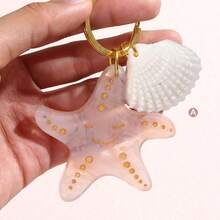 可爱海洋主题钥匙扣，海马、海星、虾、贝壳装饰，简约设计，适合暑假、上学、汽车等场合，哥特风、Y2K风格，圣诞节礼物，可作包包挂饰，送给老师、朋友、姐妹的礼物创意