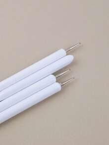 BYCSL 4件套美甲笔套装，双头美甲笔，美甲设计工具套装，3D美甲凝胶笔，点彩笔，专业亚克力美甲绘图笔，美甲沙龙专用美甲笔 - 白色 - 查看 3