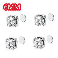 2PCS Magnetic Ear Clips Stud Earrings Non Piercing Strong Magnet Fake Piercing Women Men Black Silver Jewelry Clip Earrings Jewelry Stainless Steel Set 6/8mm Magnetic Stud Earrings For Men Women Non-Piercing Clip-On Earrings Magnet Ear Jewelry