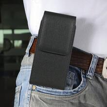 1 件黑色荔枝纹垂直手机腰包，男士手机腰包，通用智能手机腰包，带扣手机皮套 - 黑色 - 查看 3