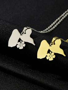 1pc Creative Stainless Steel World City Map Pendant Necklace, Personalized Versatile Laser Engraved Necklace - Multicolor - View 4