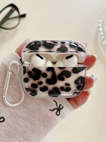 Estuche para auriculares con estampado de leopardo transparente negro con estilo retro/Y2K, estuche para auriculares con elemento de estampado animal, estuche para auriculares de material TPU transparente con 1 gancho colgante, compatible con estuche para , auriculares, compatible con estuche para Pro 3, compatible con Pro (2.ª generación), compatible con 3, compatible con Pro, compatible con 1/2, compatible con estuche para 4 - Multicolor - Ver 11