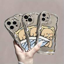 Funda para teléfono 1 pieza de TPU diseñado para teléfono con ondas galvanizadas, evita el desgaste, disipación de calor transpirable y a prueba de polvo, adecuado 11, 12, 13, 14, 15, 16 Plus Pro Promax XSMAX X/XS - Blanco - Ver 3