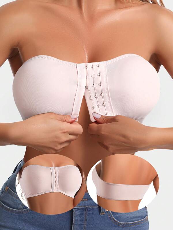 Sutiã sem alças para mulheres, fivela frontal, top tubo invisível, sutiã push up sem costura, roupa íntima, top curto sexy, lingerie íntima