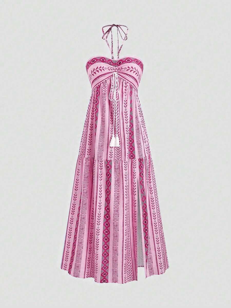 Long Dress Women,Summer Beach Dress,Dopamine Dress For Women With Straps - 淺粉色 - 查看 1
