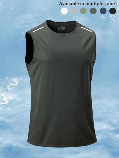 Áo thun nam không tay, nhanh khô, áo tập luyện bóng rổ, áo ba lỗ thể dục, mùa hè