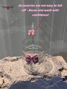 Butterfly Princess Series Glass Straw Cup - Coffee/Milk Tea Straw Cup, With Bowknot Glass Straw - Ideal Gift For Holidays/Birthdays! - Multicolor - View 4
