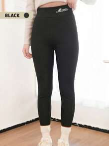 1pc 400g Thick Cloud Fleece Leggings For Women, High Waist Thermal Lined Pants, Warm Christmas/New Year Gift - Multicolor - View 19