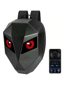 Mochila de motocicleta Gelrova Knight LED, maleta de estilo urbano de 48.26 cm de PVC, bolsa para laptop con carga USB, sin batería, ideal para salir - Gran maleta rígida para moto - Negro - Ver 2