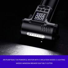Multipurpose Air Pump Built-In Powerful Motor With 5 Inflation Modes 3 Lighting Modes Window Breaker Seat Belt Cutter The Best Gift For Men - Black - View 5