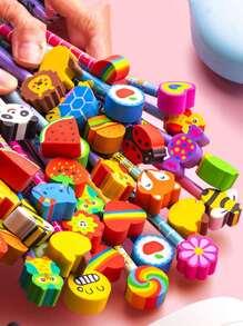 48pcs Cartoon Character HB Pencils With Cute Erasers, School Supply Set, Includes Random Mixed Cartoon Pencils With Adorable Erasers, Suitable For Back To School Students And Kids, Back To School Gift Set, Back To School Supplies (12pcs/24pcs/48pcs)