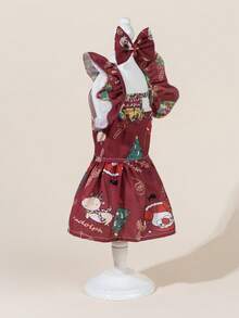 一套宠物薄纱礼服，带蝴蝶结，可爱印花宠物婚纱，弹力网纱公主裙，适合猫狗 - 彩色 - 查看 3