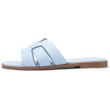 Dressy Summer Flat Sandals With Square Open Toe - Light Blue - View 6