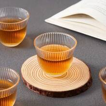 Bộ 6/8/12 chiếc cốc thủy tinh tròn đựng trà - Có thể tái sử dụng, không chì, có thể tái sử dụng, họa tiết sọc, đa năng, có thể giặt bằng máy - Bộ đồ uống thanh lịch thích hợp sử dụng tại nhà - Nhiều màu - Xem 7