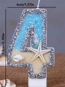 1pc Digital Candle, Beach Starfish Birthday Cake Shaped, Paired With Party Candles, Creates Summer Theme Ambiance - Multicolor - View 4