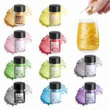 10 Colors Luster Dust Edible Set, Glitter Drink Edible Glitter For Cocktails Baking Dessert Decoration, Glitter Shimmer Sprinkle Powder For Drinks, Baking, Beverages, Cakes, Strawberries, Fondant, Vegan