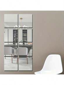 2/4/8pcs[20cm*20cm] Mirror Wall Stickers, Spliceable, Full-Length Mirror, Suitable For Bedrooms, Home Gyms, Bathrooms, Suitable For Bathrooms - Multicolor - View 5