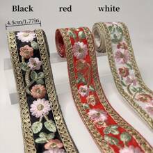 1 pezzo di nastro ricamato Ral, 2 iarde di guarnizione tessile per DIY, forniture per cucito, decorazioni per la casa, confezioni regalo - bianco/rosso