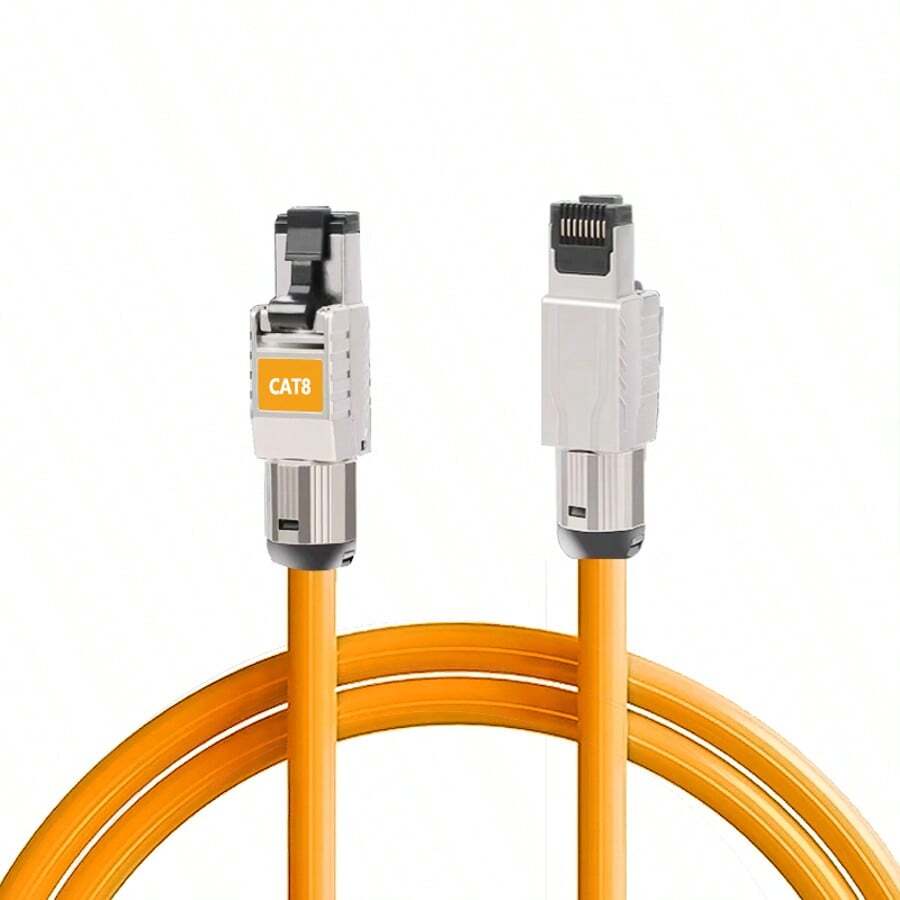 Cat8 Industrial Grade Ethernet Cable, 10Gbps High Speed Shielded Wideband LAN Cable For Server Room/Equipment, Home Theater/Gaming, Outdoor/Indoor Use - Orange - View 1