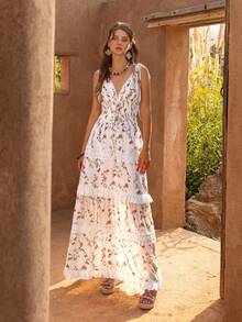 Faeriesty Đầm phong cách Bohemian của BohoBloom dành cho nữ với dây đeo vai mảnh có thể điều chỉnh, chi tiết buộc dây ở vai, viền ren tinh tế ở gấu đầm và dáng chữ A thư giãn. Lý tưởng cho những buổi đi chơi thường ngày, những chuyến đi nghỉ cuối tuần, dạo biển, dạo chơi vùng quê và những buổi dã ngoại thư giãn. - Đỏ và trắng - Xem 6