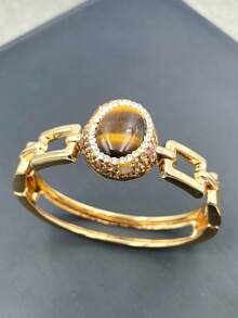 4件套天然虎眼石和东陵石水晶，优雅珍珠，简约风格，跨境电商货源