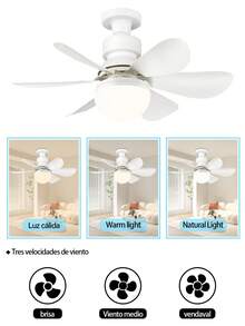 1 Piece Fan With Light  Lighting Suitable For Living Room Study Room Garage E27 Base 50W 5000LM Fan Light Adjustable Light With Remote Control - White - View 8