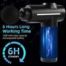 Massage Gun With 32 Adjustable Speed Levels 8 Interchangeable Massage Heads LCD Touch Screen Portable Design - Black - View 5