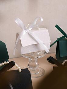 5 Pieces Embossed Three-Dimensional Floral Gift Box, Green Black White With Ribbon And Faux Pearl Handles, Multiple Sizes For Various Occasions, Made Of Letterpress Printing, Floral Pattern Gift Box, Mini Packaging Bag, Small Gift Bag, Wedding Favor Party Decorations