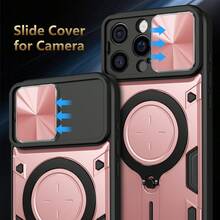 磁性 + 支架全新军用级手机壳，带 360° 旋转指环支架，防震手机壳，兼容 11/12/13/14/15/16 Pro Max、S25U/S22/23/24+、A04/A05/A14/A15/A24/A25/A34/A54S、Coolpad、OPPO、VIVO、Redmi Note 13C+、HONOR X7/X8/X9、OPPO/VIVO 型号，采用 TPU 材料制成，防水防摔防刮 - 玫瑰金 - 查看 2