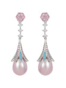 1 对优雅复古法式宫廷风泪滴珍珠耳环，轻盈奢华，长款设计，修饰脸型，适合日常和通勤佩戴