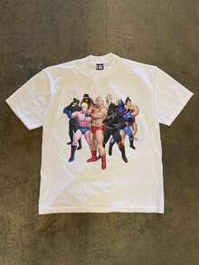 200g Cotton T-Shirt 2025 Men's New Short-Sleeved Cotton Vacation Pattern Short-Sleeved Crew Neck Matching Look