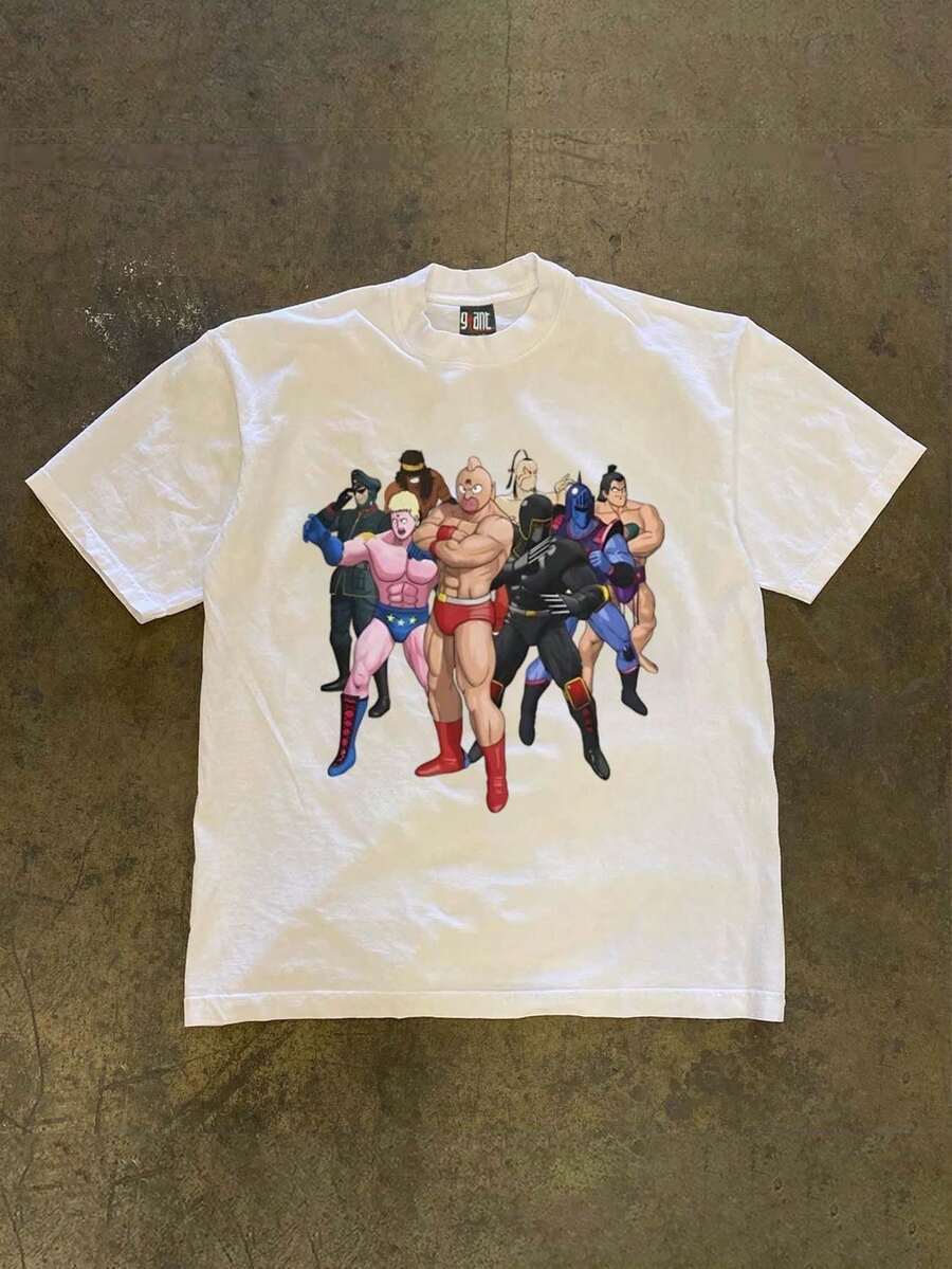 200g Cotton T-Shirt 2025 Men's New Short-Sleeved Cotton Vacation Pattern Short-Sleeved Crew Neck Matching Look