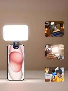Luz LED compacta portátil con clip para fotografía de acción - 3 modos de iluminación, brillo y ángulo ajustables, interfaz USB, adecuada para computadora portátil/teléfono móvil/tableta/videollamada/maquillaje, apta para selfies y transmisión en vivo, luz portátil