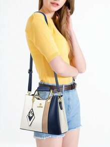 1pc Elegant Mom Shoulder Handbag With Top Handle And Crossbody Strap