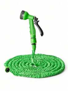 [30 米伸缩水管] 带多功能喷枪的可扩展花园软管 - 耐用、灵活的 PE 线圈软管，用于浇灌植物、洗车、草坪护理和宠物洗澡 - 可调节喷嘴，四季使用，绿色聚酯设计，草坪护理设备充满活力的绿色软管可调节喷嘴软管 - 彩色 - 查看 5