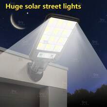 144COB 灯芯户外太阳能壁灯，带遥控器的自动太阳能灯，太阳能充电安全泛光灯，3 种照明模式 LED 太阳能灯，太阳能灯，无线太阳能灯，长效太阳能灯，适用于户外路灯、庭院灯