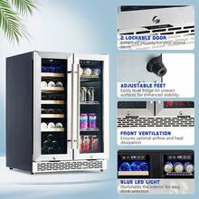 24-Inch Dual Zone Wine & Beer Fridge, Built-In Or Freestanding Beverage Refrigerator With Adjustable Shelves And Glass Door, Holds 20 Bottles & 207 Cans, 34–68℉ For Kitchen Bar Office - Dual Zone-78 Cans+20 Bottles - View 5