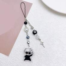 1pc Gojo Creative Star Phone Case Beaded Hanging Chain, Keychain Hanging Item Personalized Versatile Phone Chain, Car Hanging Fashion, Black And White Surrounding Fashion Creative Acrylic Beaded Phone Case Chain, Card Book Hanging Rope Camera Chain Valentine's Day Valentines School Cartoon