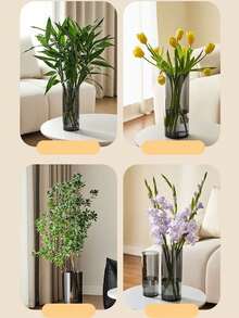 1个亚克力圆柱形防滑花瓶 - 水培花卉装饰 - 适合在客厅展示鲜花 - 也适合婚礼和派对装饰 - 黑色 - 查看 7