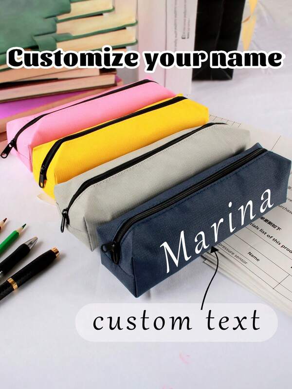 Estuche de lápices personalizado y simple, estuche de lápices con gran capacidad personalizado, caja de papelería portátil, soporte para brochas de maquillaje, regalo personalizado para volver a la escuela, multifuncional, compacto, sellado, reutilizable, colorido, lindo, vintage, de dibujos animados, Kawaii, personalizado, único, para trabajadores, clientes, estudiantes, para negocios/trabajo/oficina, para la escuela, útiles escolares, elegante caja de papelería para volver a la escuela