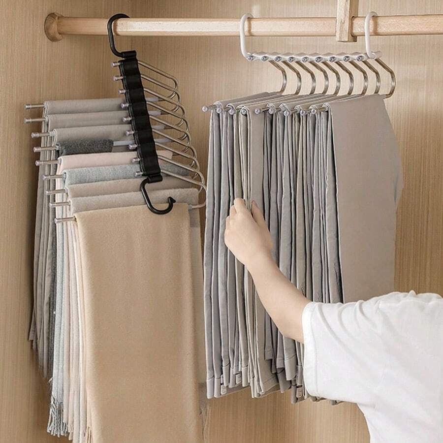 1 件不锈钢多层裤架，可折叠衣柜衣架，裤子收纳架，无缝防滑收纳架 - 彩色 - 查看 1